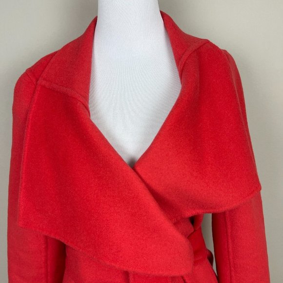 Etcetera Cardigan‎ Jacket Womens 6 Coral Wool Angora Belted Long Sleeve V-Neck - Picture 2 of 14